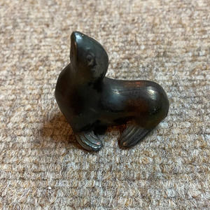 Vintage Antique Solid Heavy Bronze Seal Figurine Paperweight